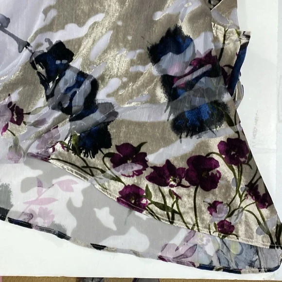 Soft Surroundings Layered Velvet Burnout Dress Size XL Floral Handkerchief Hem - Picture 8 of 12